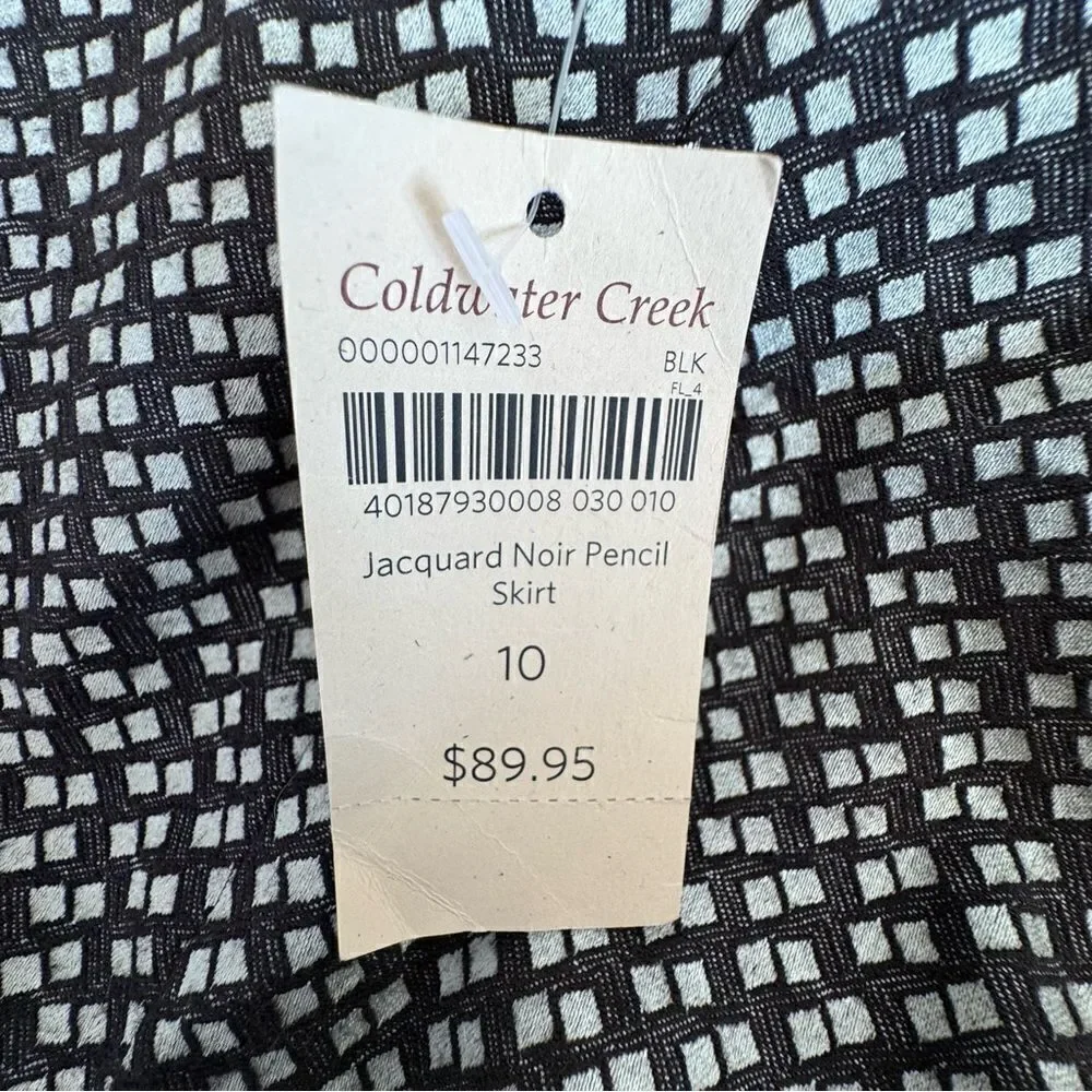 Coldwater Creek Skirt Dressy Black White Geometric A Line SZ 10 NWT
